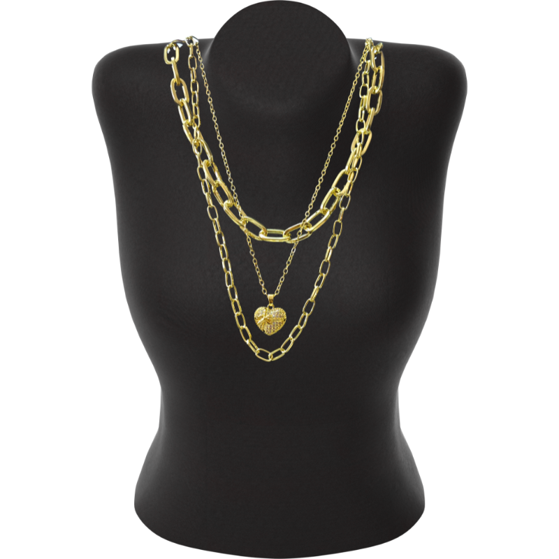 ✨ Glam Luxe 3-Layered Gold Heart Pendant Chain Necklace ✨💛