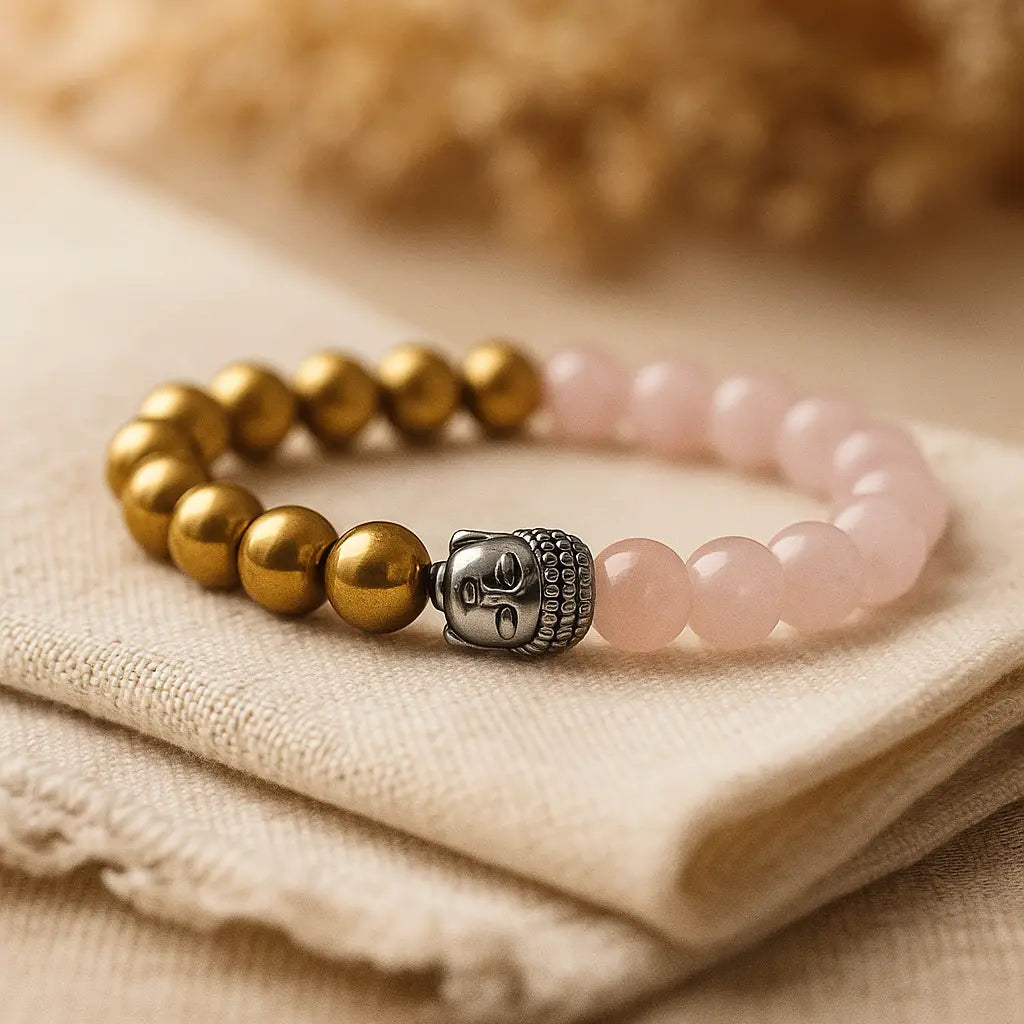 💖✨ Success &amp; Romance Attractor Bracelet – Rose Quartz, Pyrite ✨💛