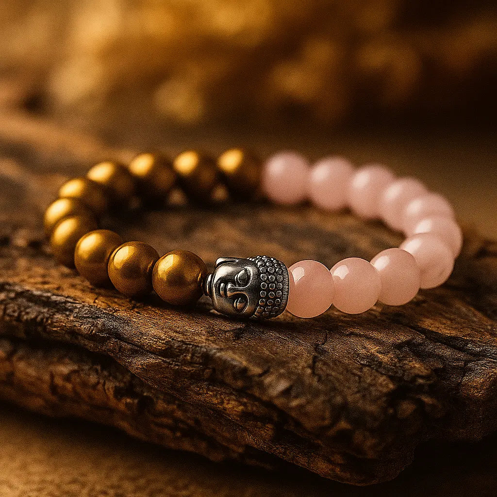 💖✨ Success &amp; Romance Attractor Bracelet – Rose Quartz, Pyrite ✨💛