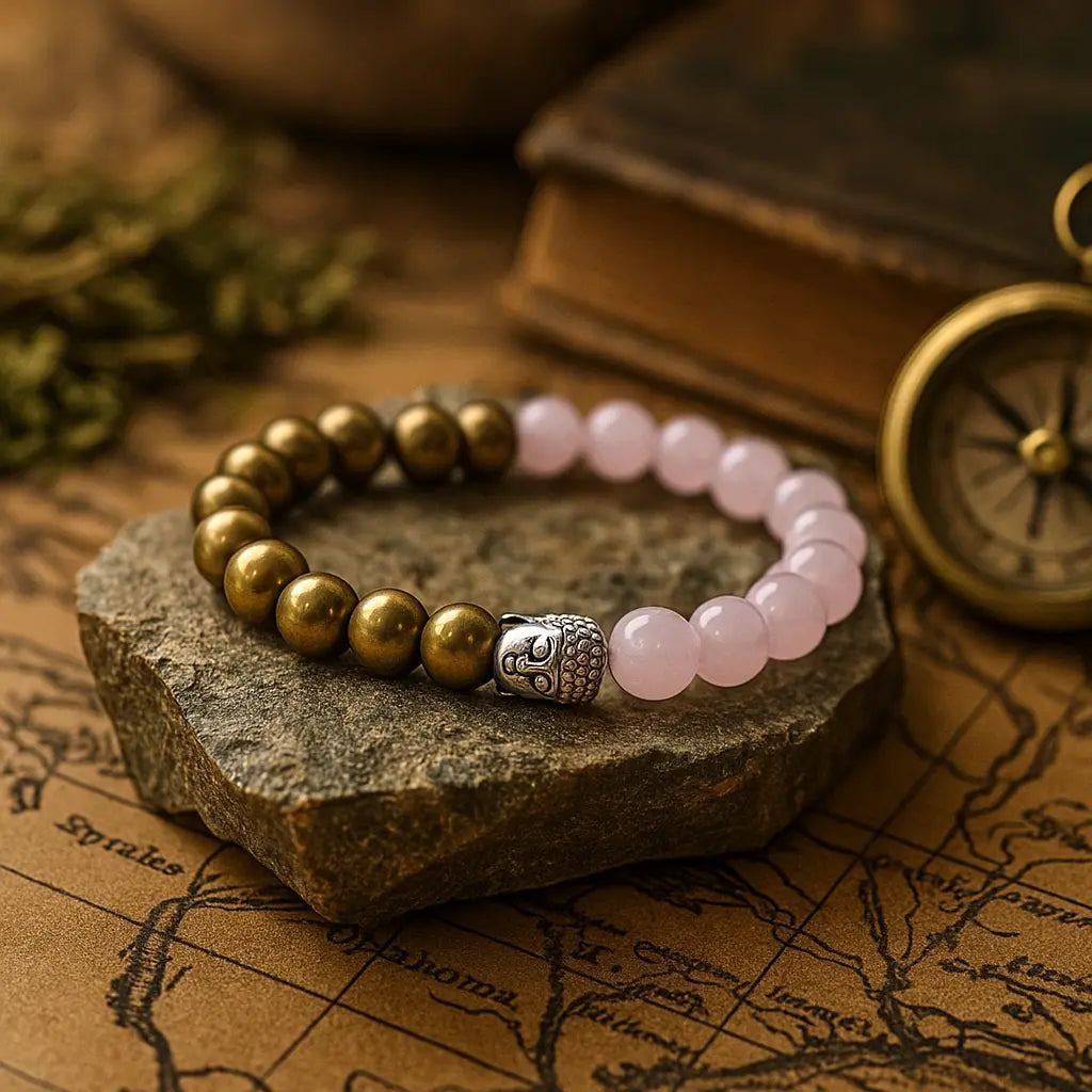 💖✨ Success &amp; Romance Attractor Bracelet – Rose Quartz, Pyrite ✨💛