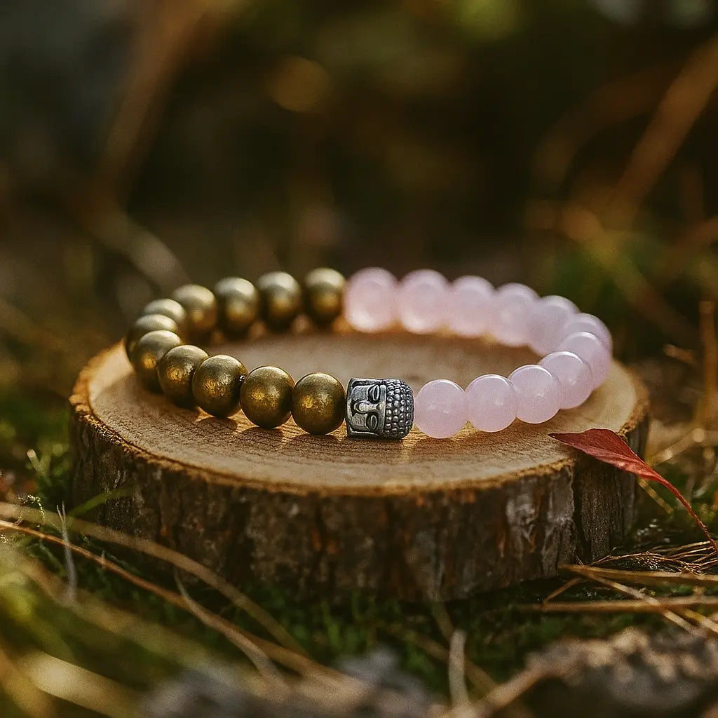 💖✨ Success &amp; Romance Attractor Bracelet – Rose Quartz, Pyrite ✨💛