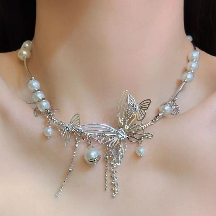 🦋 Whispering Wings Butterfly Pearl Choker ✨💫