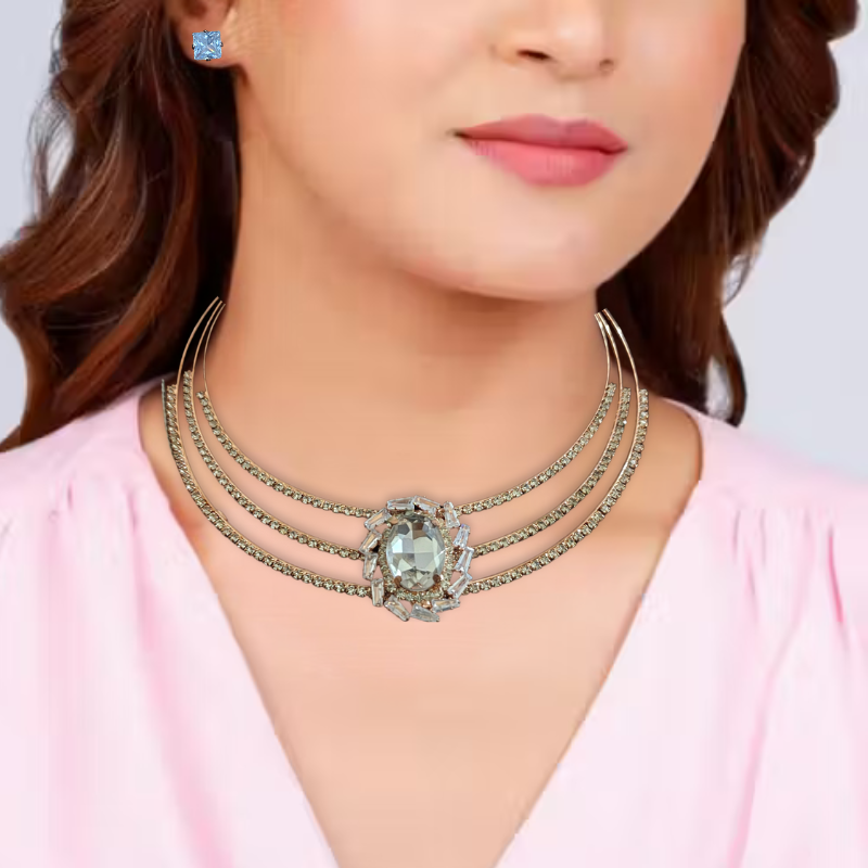 💫 Triple Shine! 3-Layer Glossy Choker 🌟 | Perfect for Parties & Glam Looks 💃