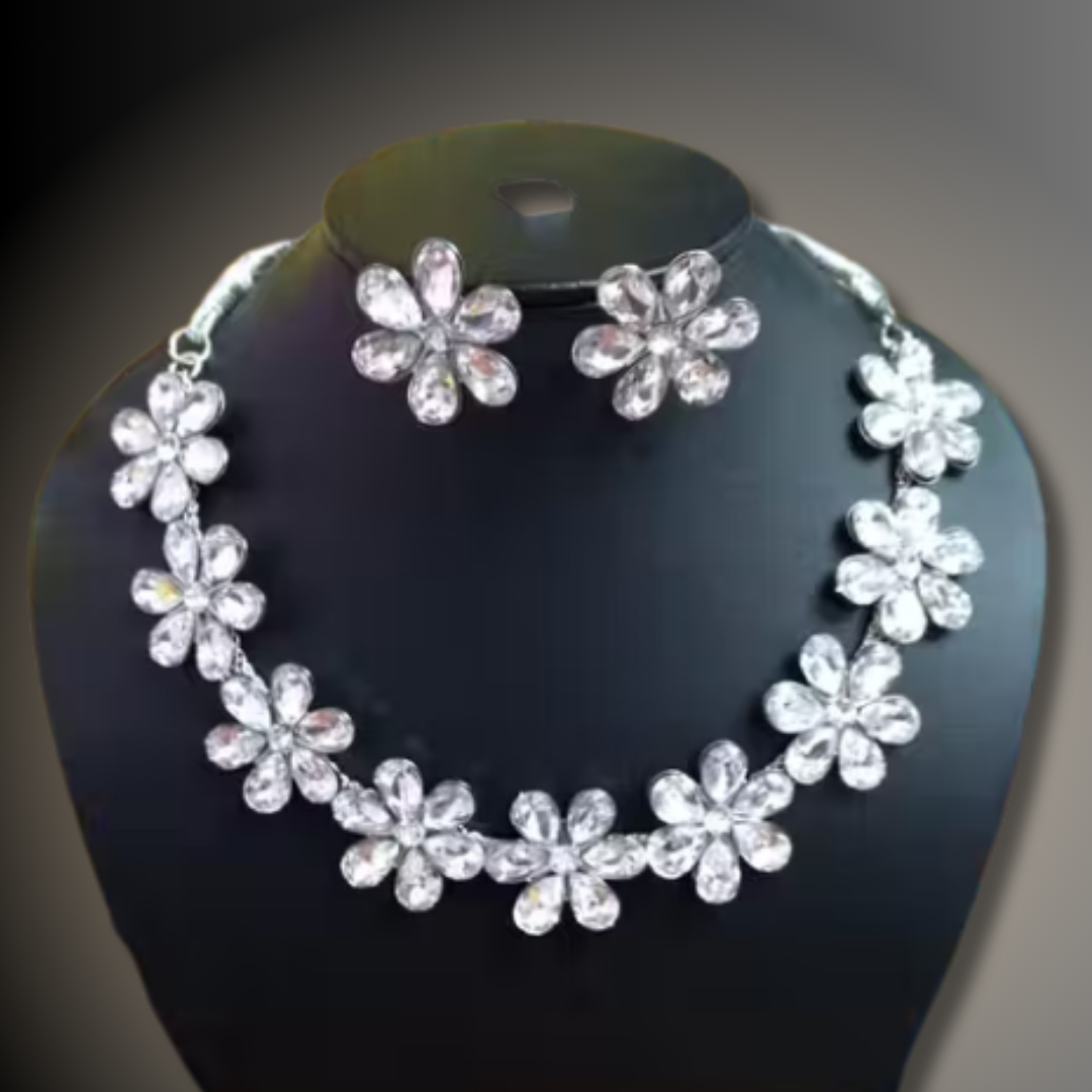 🌸 Midnight Bloom Floral Necklace Set 🌙✨