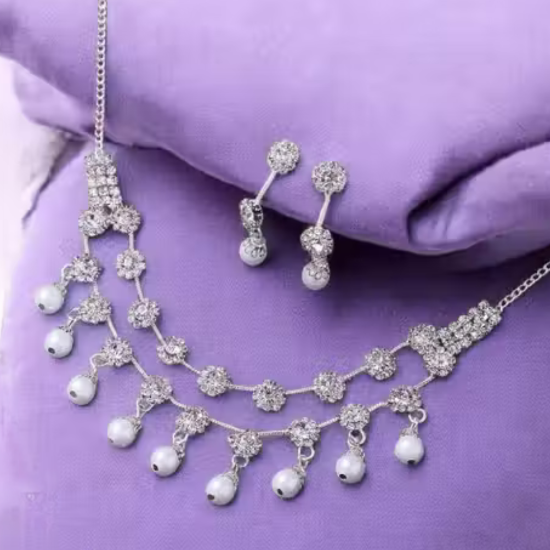 👑 Royal Timeless Beautiful Brass Plated Kundan & Beads Floral Necklace Set 💫 ✨
