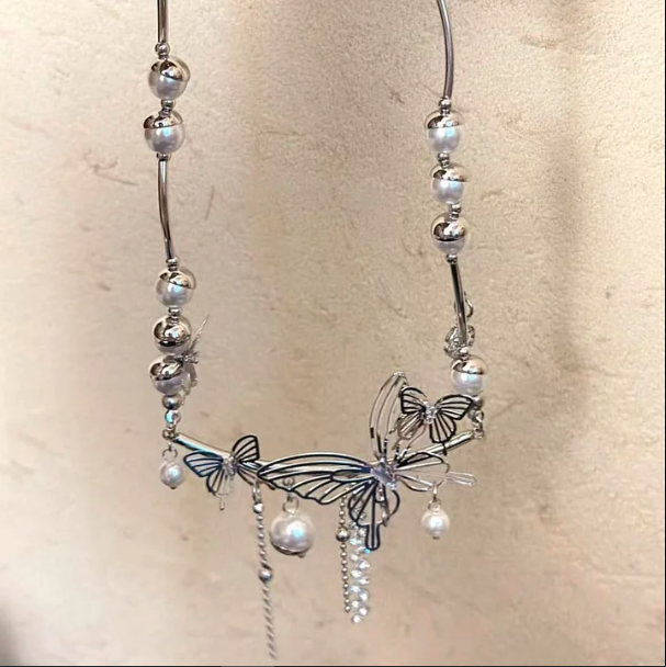 🦋 Whispering Wings Butterfly Pearl Choker ✨💫