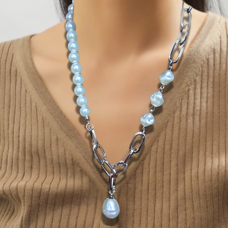 ✨ Elegant Faux Pearl Pendant Chain Necklace – Classy & Timeless 💫