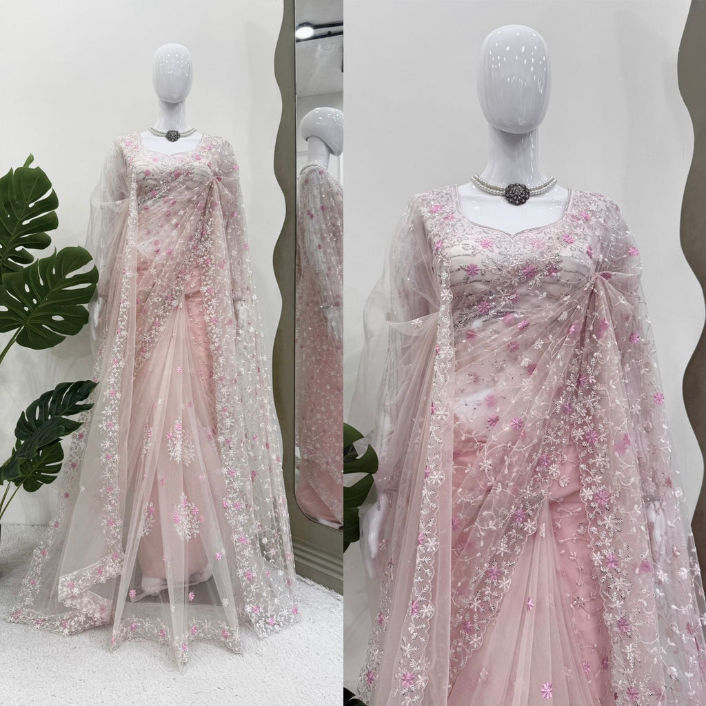 💖 Premium Soft Net Embroidered Saree – A Glamorous Festive Special 💖