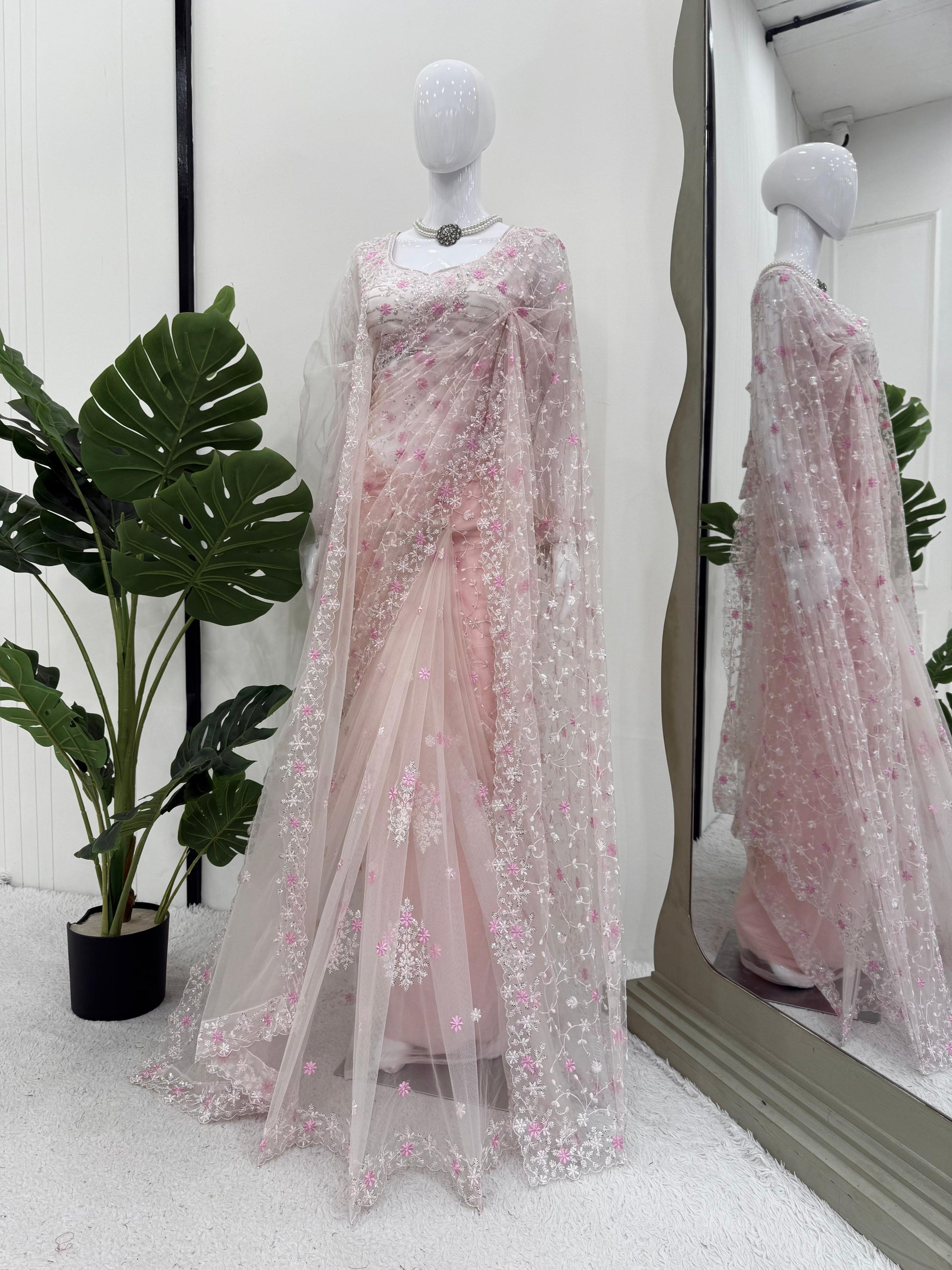 💖 Premium Soft Net Embroidered Saree – A Glamorous Festive Special 💖