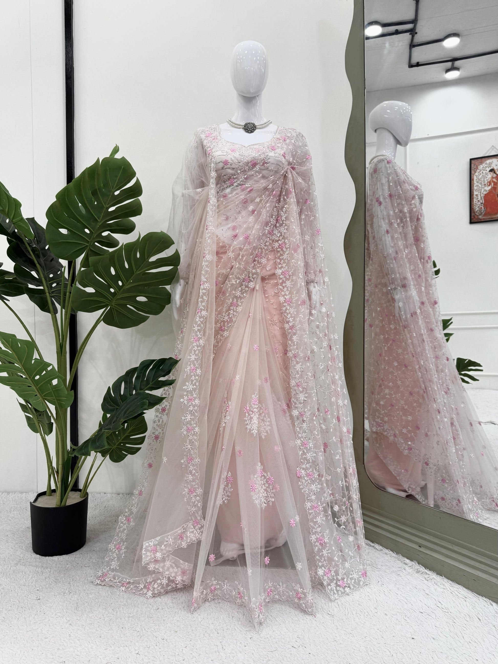 💖 Premium Soft Net Embroidered Saree – A Glamorous Festive Special 💖