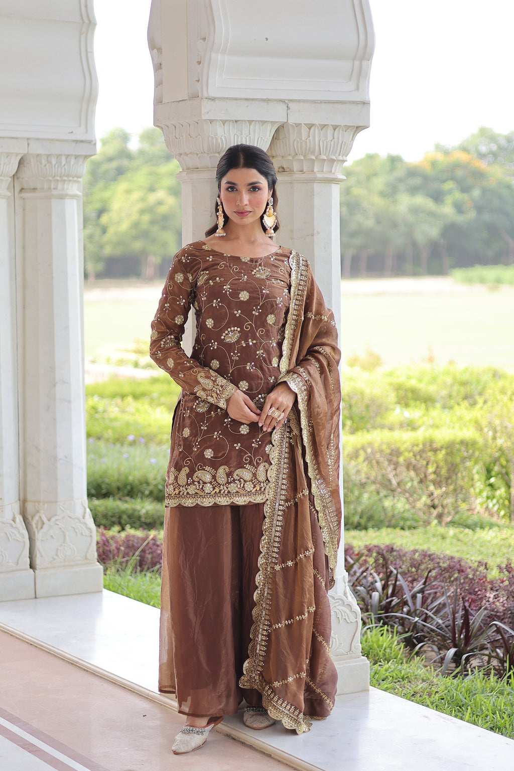 💫 Rich Sequins & Zari Fendy Sharara Suit – Fully Stitched Collection