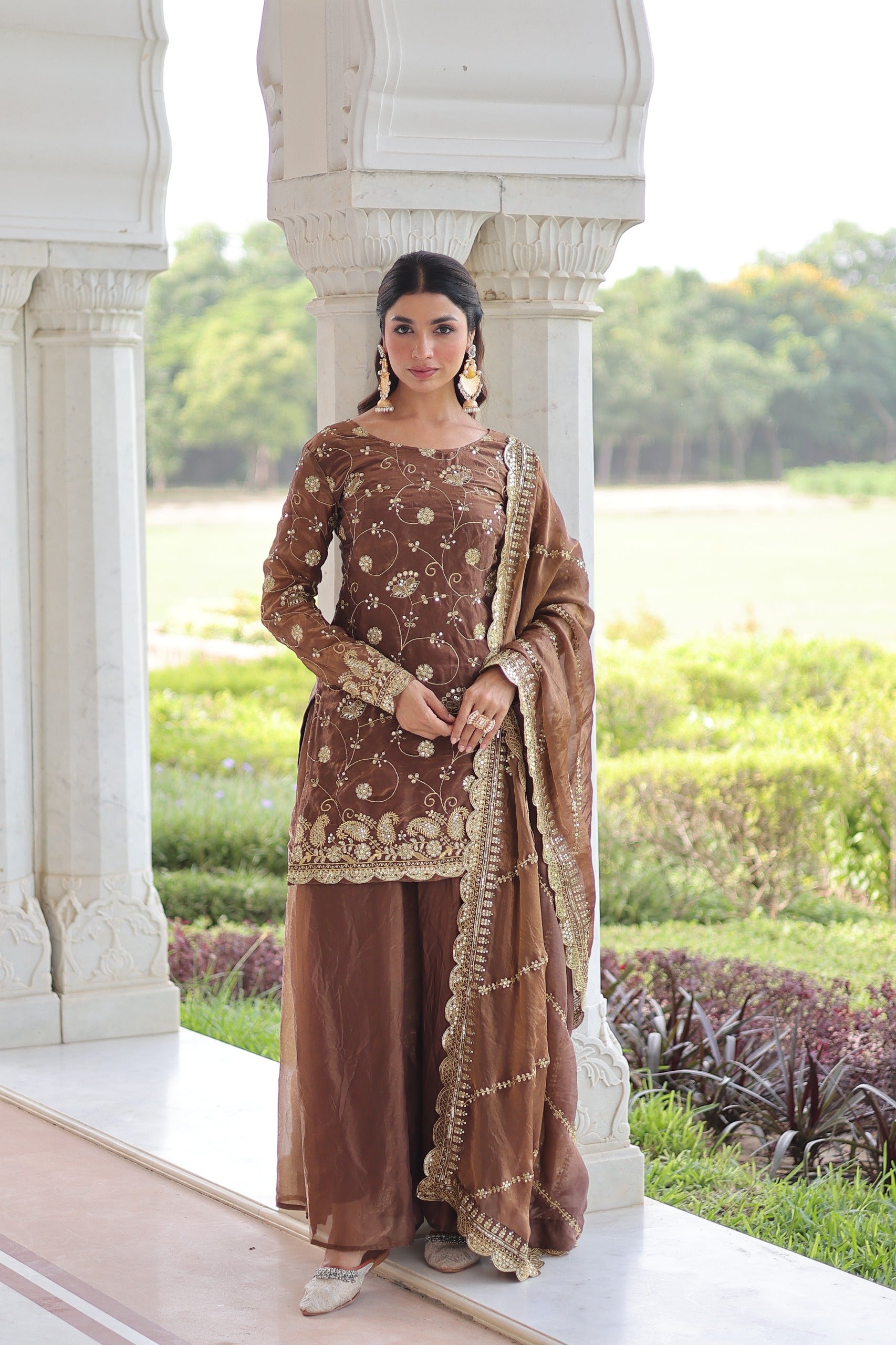 💫 Rich Sequins & Zari Fendy Sharara Suit – Fully Stitched Collection