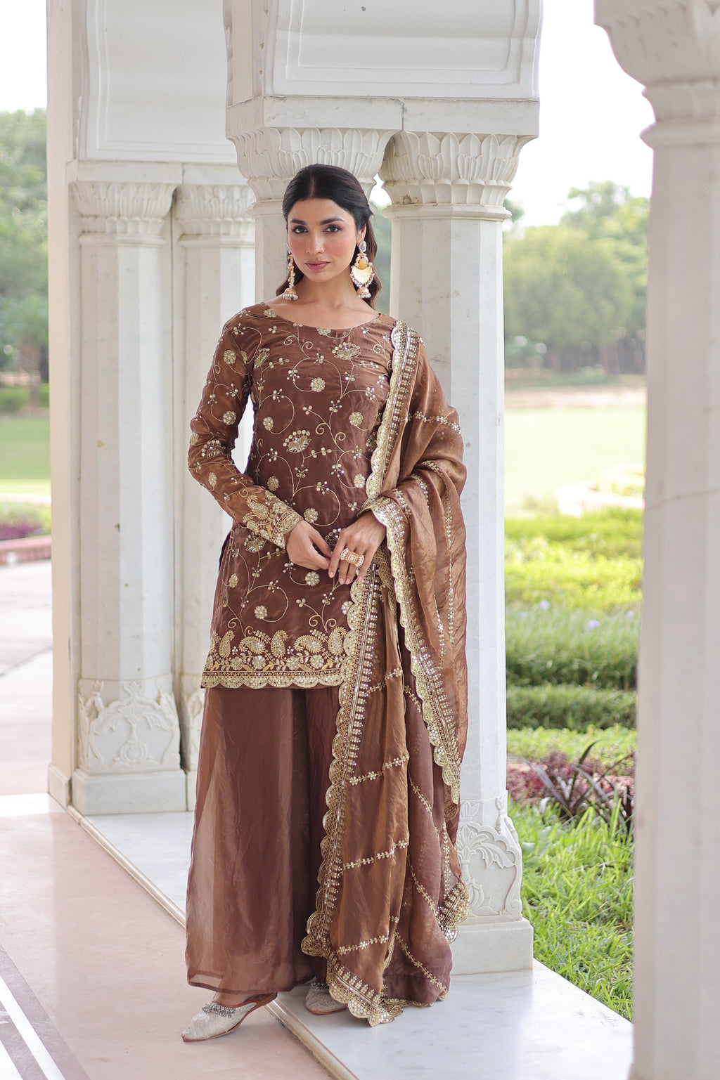 💫 Rich Sequins & Zari Fendy Sharara Suit – Fully Stitched Collection