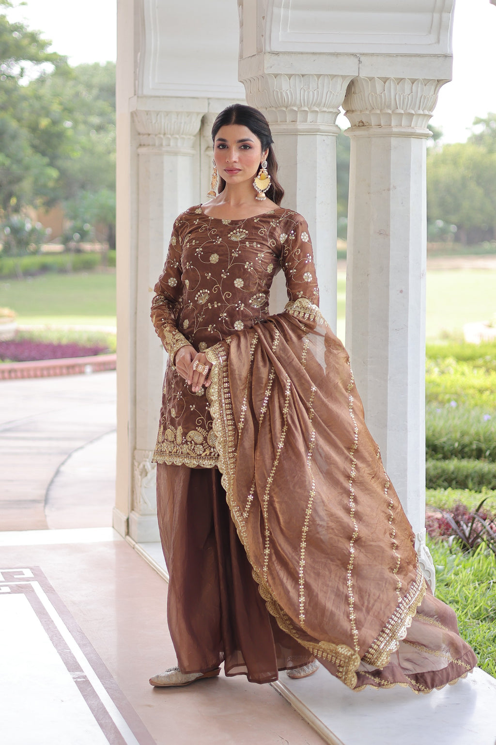 💫 Rich Sequins & Zari Fendy Sharara Suit – Fully Stitched Collection
