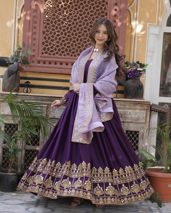 🌺 Exclusive Partywear Readymade Gown & Dupatta Set – Premium Edition 🌺