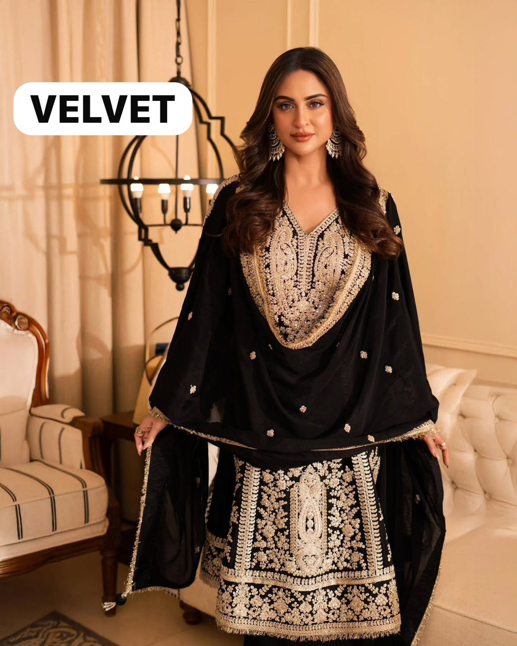 🔥 Exclusive Velvet Embroidered Suit Set With Designer Dupatta – A-One Quality 🔥