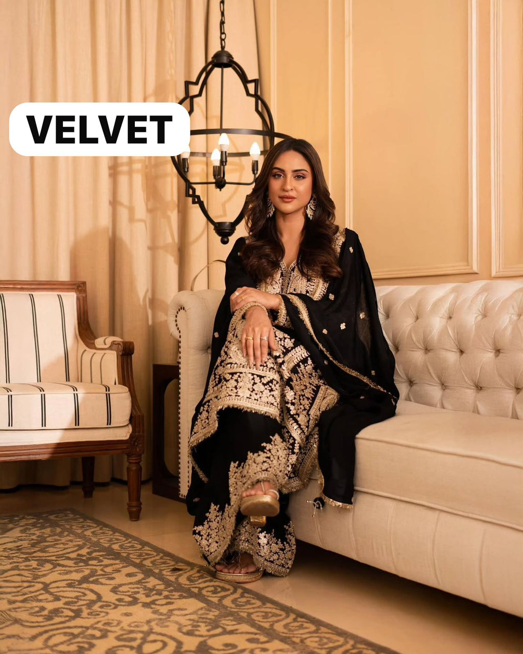 🔥 Exclusive Velvet Embroidered Suit Set With Designer Dupatta – A-One Quality 🔥