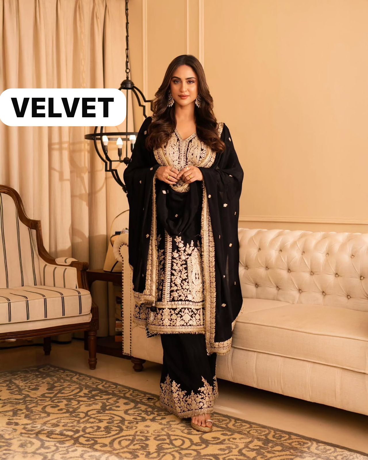 🔥 Exclusive Velvet Embroidered Suit Set With Designer Dupatta – A-One Quality 🔥