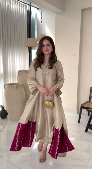 🔥 Luxury Designer Jimmy Choo Top-Plazzo-Dupatta Set | Fully Stitched 🔥