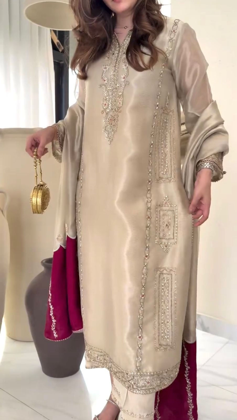🔥 Luxury Designer Jimmy Choo Top-Plazzo-Dupatta Set | Fully Stitched 🔥
