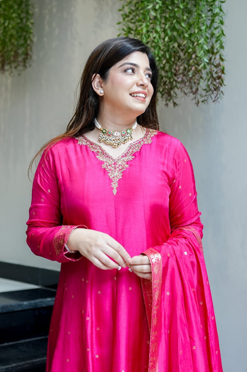 ✨ Premium Banarasi Chanderi Anarkali Suit with Heavy Handwork ✨