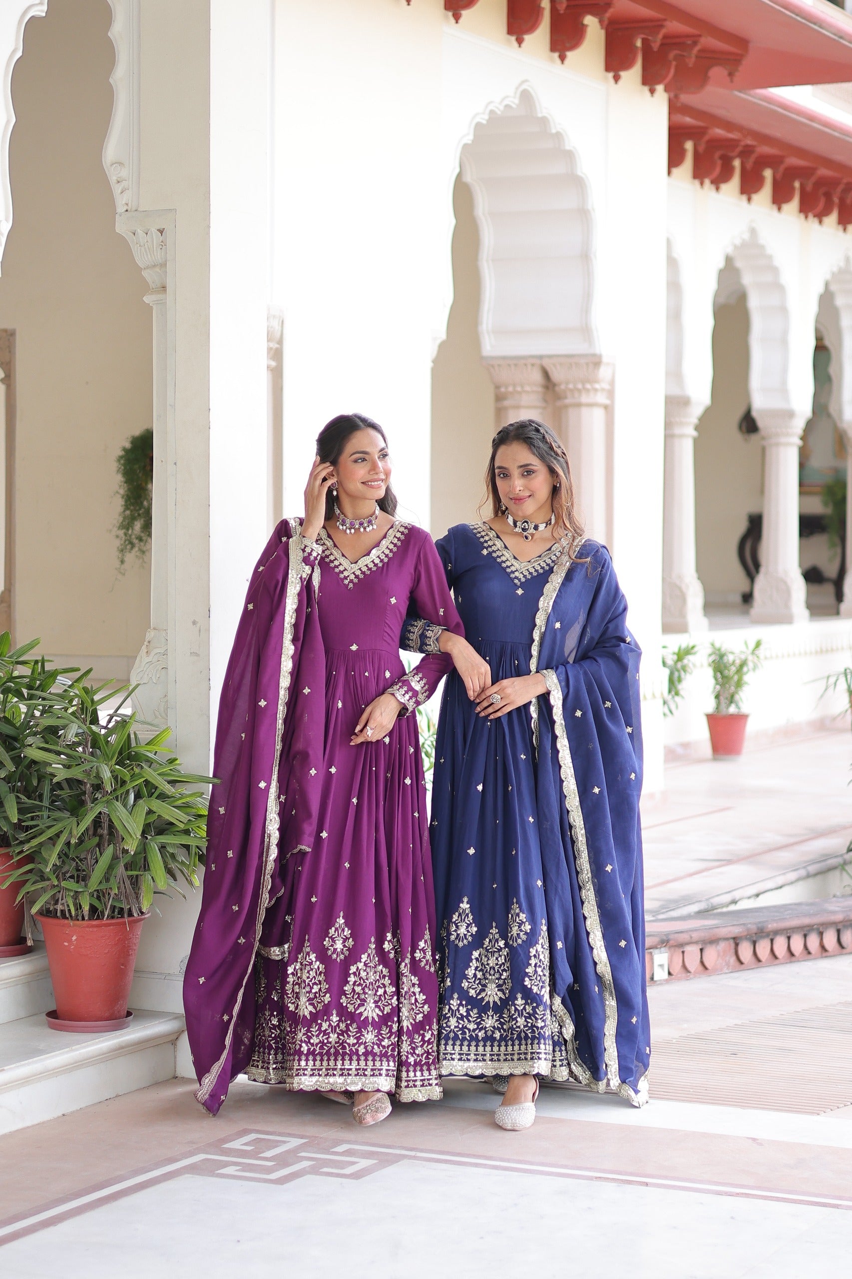 🔥 New Arrival: Designer Vichitra Silk Gown with Canvas Patta Finish 🔥