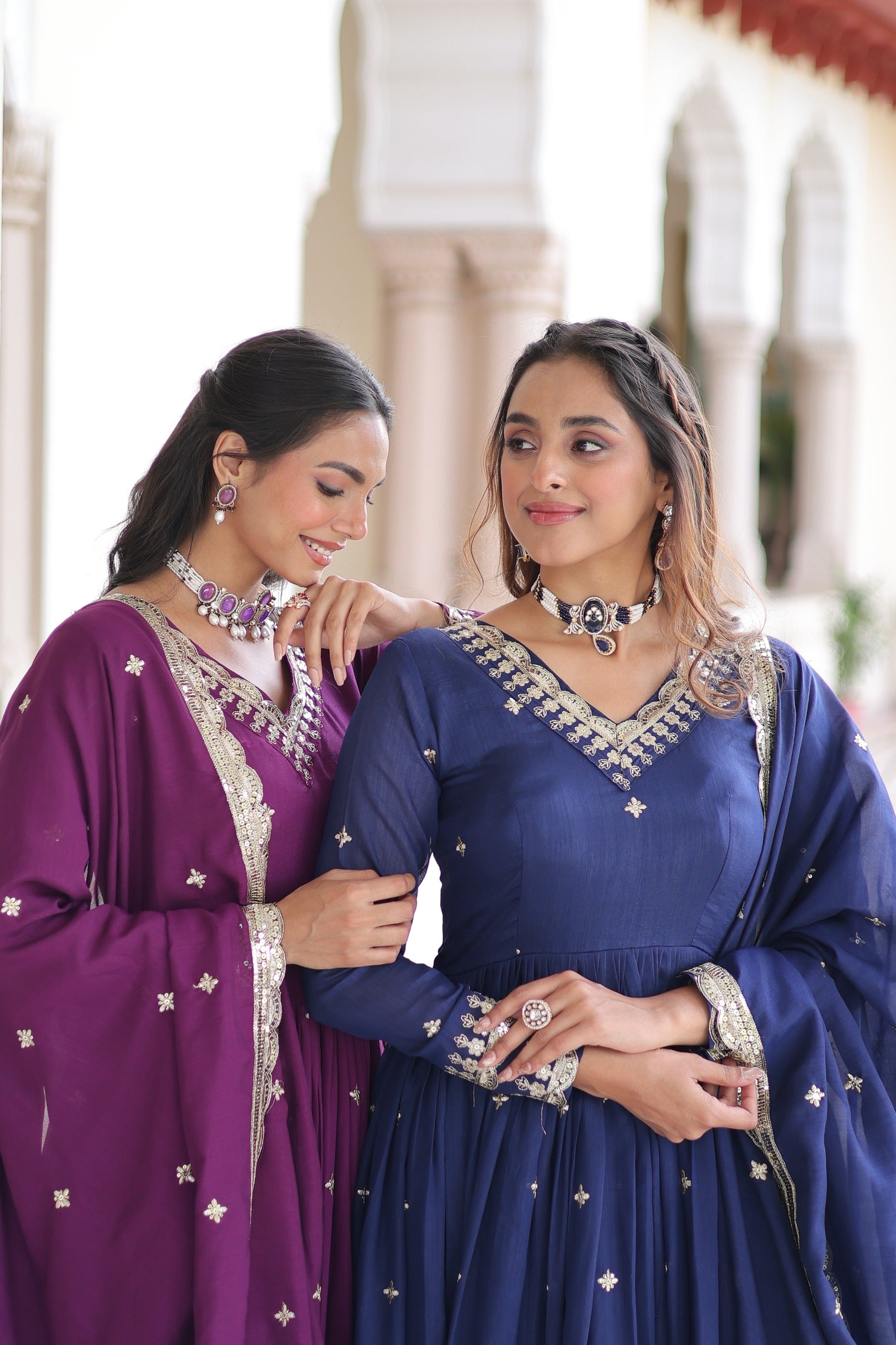 🔥 New Arrival: Designer Vichitra Silk Gown with Canvas Patta Finish 🔥