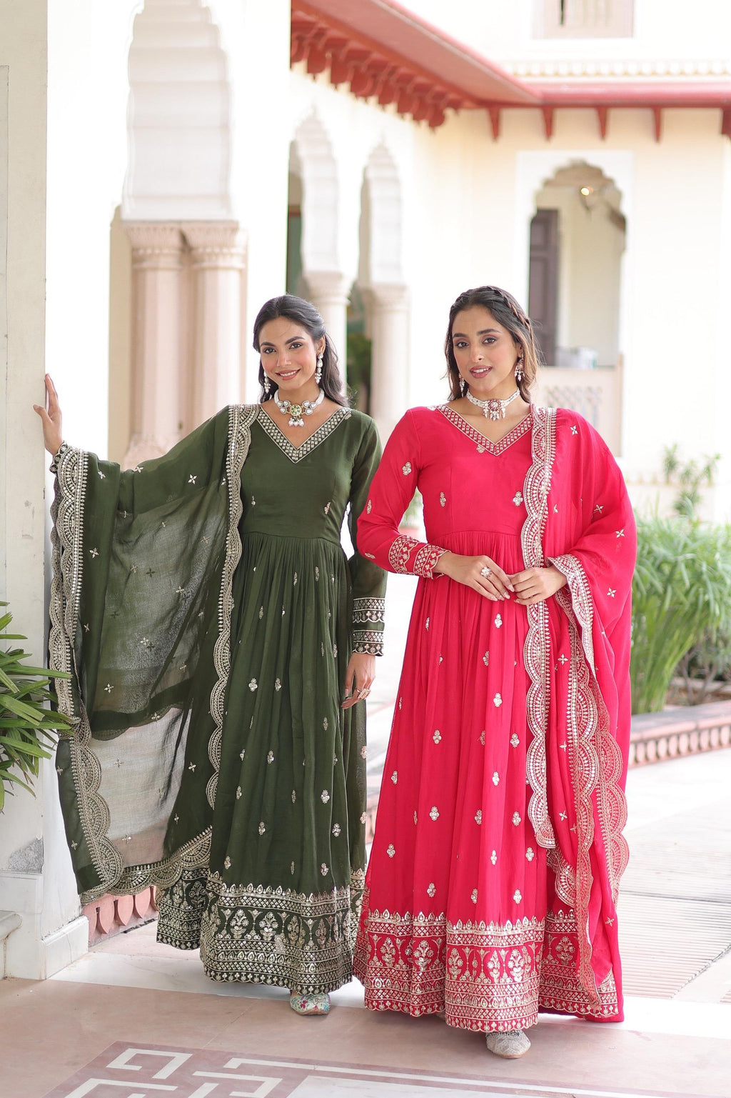 🔥 New Arrival: Designer Vichitra Silk Gown with Cut-Work Dupatta 🔥