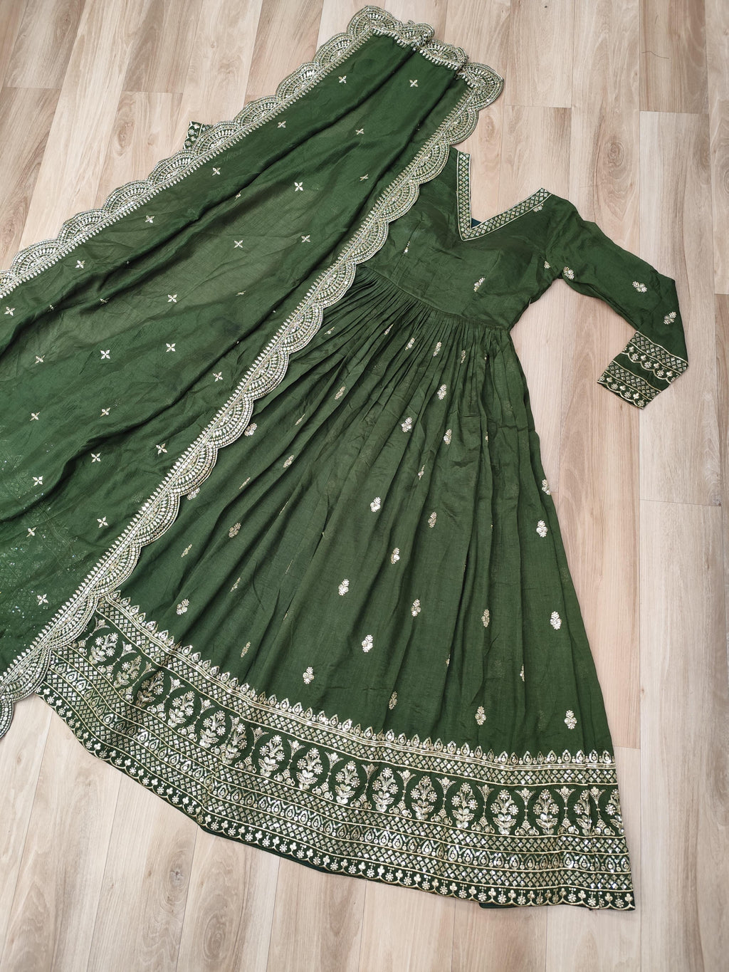 🔥 New Arrival: Designer Vichitra Silk Gown with Cut-Work Dupatta 🔥