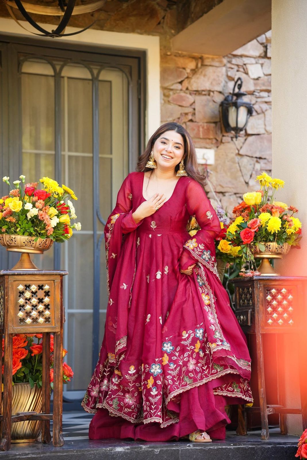 🌸 Wedding & Festive Special GMY Silk Anarkali Set – Ready to Wear 🌸