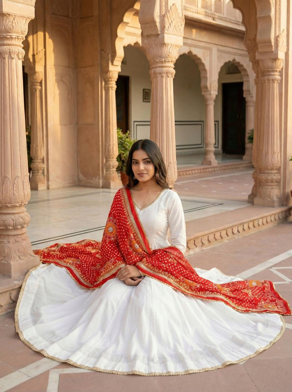 👑 Elegant Fully Flared Roman Silk Gown Set – Ready to Wear 👑