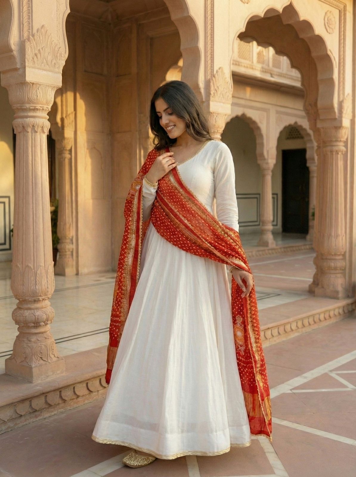 👑 Elegant Fully Flared Roman Silk Gown Set – Ready to Wear 👑