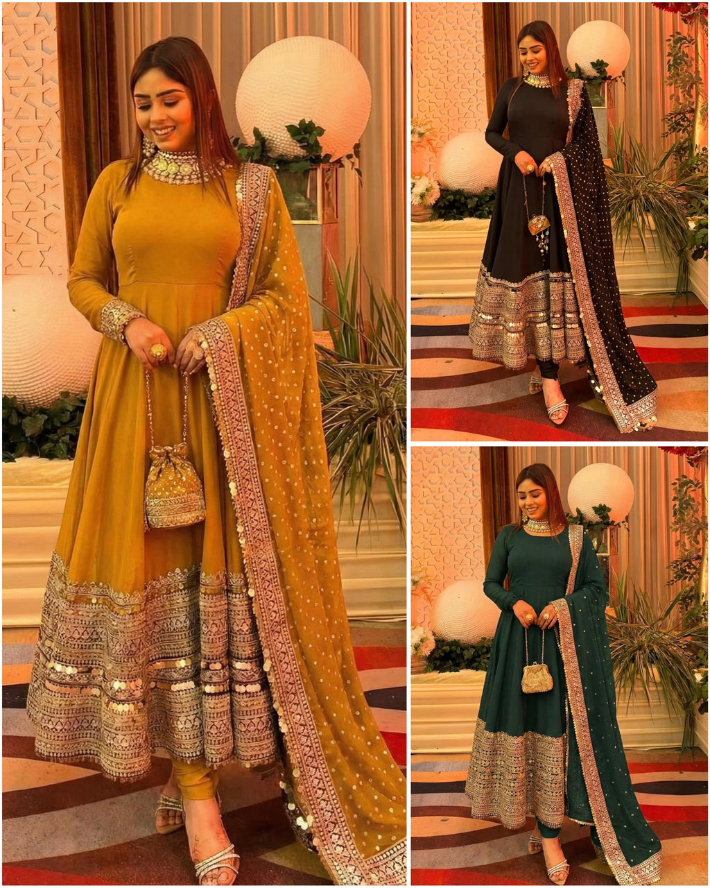 💖 Premium Designer Anarkali Gown–Bottom–Dupatta Set | Showroom Finish 💖