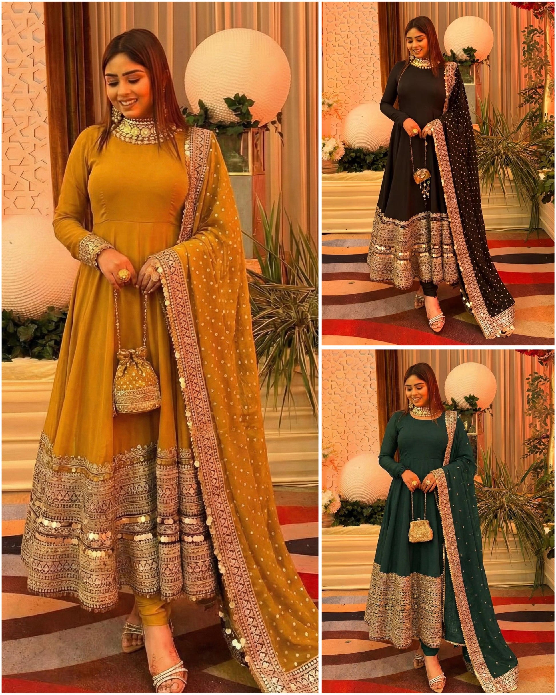 💖 Premium Designer Anarkali Gown–Bottom–Dupatta Set | Showroom Finish 💖