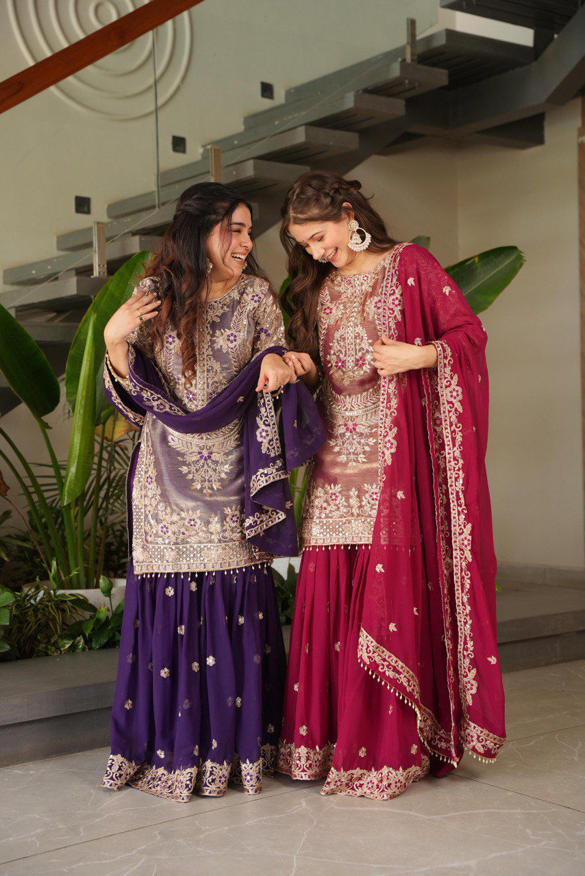 💫 Luxury Fox Georgette Embroidered Co-Ord Set with Sequins Work 💫