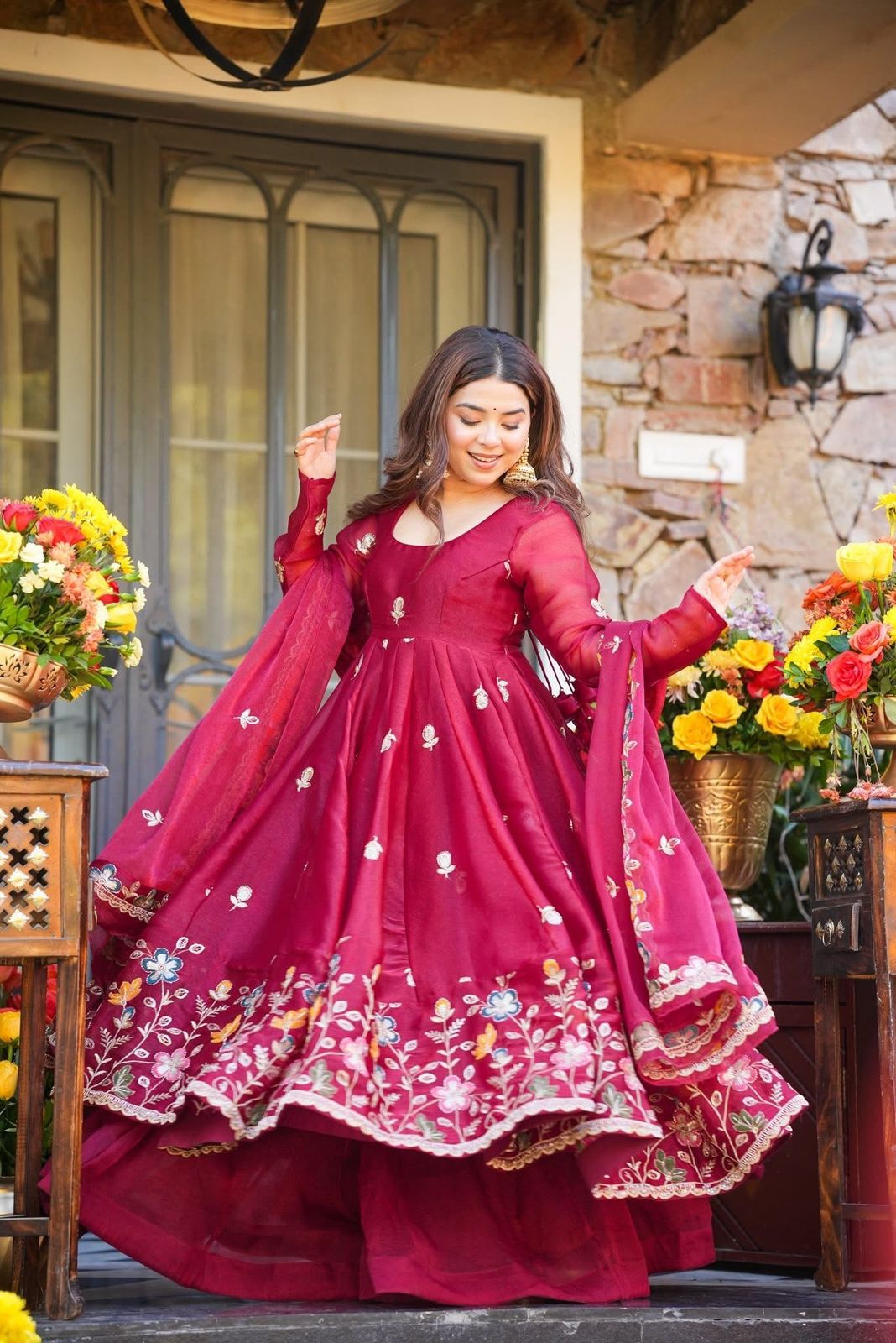 🌸 Wedding & Festive Special GMY Silk Anarkali Set – Ready to Wear 🌸